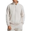 imageG4Free Flurrylux Mens Zip Pullover Fleece Lined Sweatshirts Half Zip Cotton Stand Collar Fashion Hoodies WinterDusty Taupe