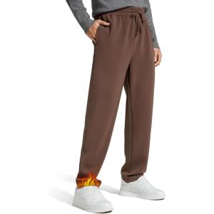 imageG4Free Mens Smoofit Fleece Lined Sweatpants Winter Thermal Warm Joggers Pants Casual Lounge Drawstring with PocketsCoffee Brown