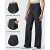 imageG4Free Yoga Pants Women Wide Leg Pants with Pockets High Waist Stretch Dress Casual Sweatpants PetiteRegularTallGrey and Black Stripe