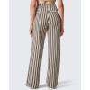 imageG4Free Yoga Pants Women Wide Leg Pants with Pockets High Waist Stretch Dress Casual Sweatpants PetiteRegularTallKhaki Stripe