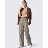 imageG4Free Yoga Pants Women Wide Leg Pants with Pockets High Waist Stretch Dress Casual Sweatpants PetiteRegularTallKhaki Stripe