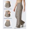 imageG4Free Yoga Pants Women Wide Leg Pants with Pockets High Waist Stretch Dress Casual Sweatpants PetiteRegularTallKhaki Stripe