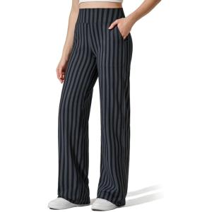 imageG4Free Yoga Pants Women Wide Leg Pants with Pockets High Waist Stretch Dress Casual Sweatpants PetiteRegularTallGrey and Black Stripe