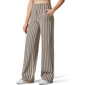imageG4Free Yoga Pants Women Wide Leg Pants with Pockets High Waist Stretch Dress Casual Sweatpants PetiteRegularTallKhaki Stripe