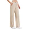 imageG4Free EverGoing Womens Wide Leg Pants High Waisted Yoga Pants with Pockets Casual Drawstring SweatpantsLight Khaki