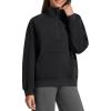 imageG4Free Flurrylux Womens Mock Neck Sweatshirt Half Zip Hoodie Cotton Fleece Pullover WinterBlack