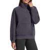 imageG4Free Flurrylux Womens Mock Neck Sweatshirt Half Zip Hoodie Cotton Fleece Pullover WinterDark Gray