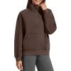 imageG4Free Flurrylux Womens Mock Neck Sweatshirt Half Zip Hoodie Cotton Fleece Pullover WinterTerracotta Brown