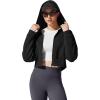 imageG4Free Flurrylux Womens Fleece Lined Cropped Jackets Cotton Zip Up Hoodies with Pockets Thermal SweatshirtBlack