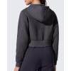 imageG4Free Flurrylux Womens Fleece Lined Cropped Jackets Cotton Zip Up Hoodies with Pockets Thermal SweatshirtDark Gray