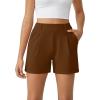 imageG4Free Trendy Shorts for Women Dressy Casual High Waisted Lounge Summer Pleated Shorts with PocketsDark Coffee