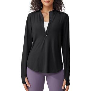imageG4Free Womens UPF 50 Sun Shirts Lightweight Quick Dry Long Sleeve Workout Tops Lightweight Running PulloverBlack