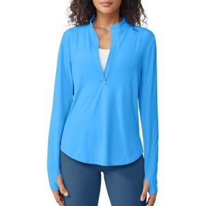 imageG4Free Womens UPF 50 Sun Shirts Lightweight Quick Dry Long Sleeve Workout Tops Lightweight Running PulloverOcean Blue