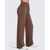 imageG4Free Smoofit Fleece Lined Wide Leg Sweatpants for Women Drawstring Thermal Casual Pants with PocketsCoffee Brown