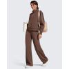 imageG4Free Smoofit Fleece Lined Wide Leg Sweatpants for Women Drawstring Thermal Casual Pants with PocketsCoffee Brown