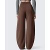 imageG4Free Smoofit Fleece Lined Womens Baggy Barrel Sweatpants Wide Leg Casual Pants with PocketsCoffee Brown