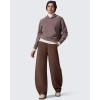 imageG4Free Smoofit Fleece Lined Womens Baggy Barrel Sweatpants Wide Leg Casual Pants with PocketsCoffee Brown