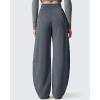 imageG4Free Smoofit Fleece Lined Womens Baggy Barrel Sweatpants Wide Leg Casual Pants with PocketsDark Grey