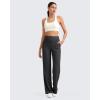 imageG4Free Womnes Ribbed Knit Wide Leg Pants with Pockets Lightweight Stretchy Yoga Pants Casual LoungeBlack