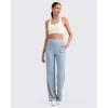 imageG4Free Womnes Ribbed Knit Wide Leg Pants with Pockets Lightweight Stretchy Yoga Pants Casual LoungeBlue Willow