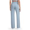 imageG4Free Womnes Ribbed Knit Wide Leg Pants with Pockets Lightweight Stretchy Yoga Pants Casual LoungeBlue Willow