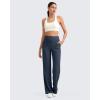 imageG4Free Womnes Ribbed Knit Wide Leg Pants with Pockets Lightweight Stretchy Yoga Pants Casual LoungeDark Navy