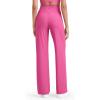 imageG4Free Womnes Ribbed Knit Wide Leg Pants with Pockets Lightweight Stretchy Yoga Pants Casual LoungeHot Pink