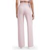 imageG4Free Womnes Ribbed Knit Wide Leg Pants with Pockets Lightweight Stretchy Yoga Pants Casual LoungeLight Pink