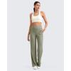 imageG4Free Womnes Ribbed Knit Wide Leg Pants with Pockets Lightweight Stretchy Yoga Pants Casual LoungeMisty Green