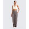 imageG4Free Womnes Ribbed Knit Wide Leg Pants with Pockets Lightweight Stretchy Yoga Pants Casual LoungeTaupe