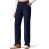 imageG4Free Smoofit Fleece Lined Sweatpants for Women Wide Leg Drawcord Thermal Casual Pants with PocketsDark Navy