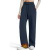 imageG4Free Smoofit Fleece Lined Wide Leg Sweatpants for Women Drawstring Thermal Casual Pants with PocketsDark Navy