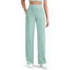 imageG4Free Womnes Ribbed Knit Wide Leg Pants with Pockets Lightweight Stretchy Yoga Pants Casual LoungePowder Blue