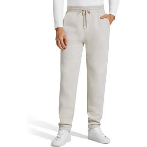 imageG4Free Flurrylux Men Fleece Lined Sweatpants Drawstring Cotton Warm Straight Leg Casual Track Pants with PocketsDusty Taupe