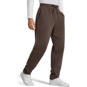 imageG4Free Flurrylux Men Fleece Lined Sweatpants Drawstring Cotton Warm Straight Leg Casual Track Pants with PocketsTerracotta Brown
