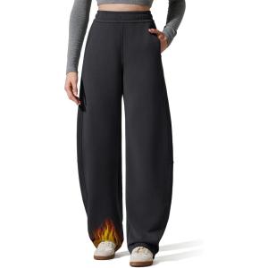 imageG4Free Smoofit Fleece Lined Womens Baggy Barrel Sweatpants Wide Leg Casual Pants with PocketsBlack