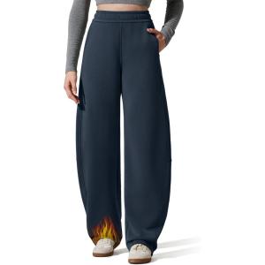 imageG4Free Smoofit Fleece Lined Womens Baggy Barrel Sweatpants Wide Leg Casual Pants with PocketsDark Navy