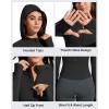 imageG4Free BareFeel Womens Half Zip Pullover Hoodies Slim Fit Yoga Running Long Sleeve Tops with ThumbholesBlack