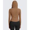 imageG4Free BareFeel Womens Half Zip Pullover Hoodies Slim Fit Yoga Running Long Sleeve Tops with ThumbholesDark Coffee