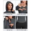 imageG4Free BareFeel Womens Half Zip Pullover Hoodies Slim Fit Yoga Running Long Sleeve Tops with ThumbholesDark Gray