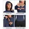 imageG4Free BareFeel Womens Half Zip Pullover Hoodies Slim Fit Yoga Running Long Sleeve Tops with ThumbholesDark Navy