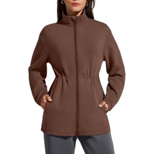 imageG4Free Smoofit Modal Soft Womens Zip Up Long Jackets Cinch Waist Casual Sweatshirts with PocketsCoffee Brown