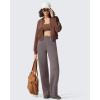 imageG4Free Flurrylux Cotton Fleece Lined Sweatpants Women Elastic Waist Wide Leg Lounge Pants Warm WinterTaupe