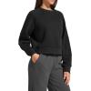 imageG4Free Flurrylux Womens Cropped Crewneck Sweatshirts Fleece Lined Loose Fit Pullover Fall Clothes Casual TopsBlack