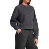imageG4Free Flurrylux Womens Cropped Crewneck Sweatshirts Fleece Lined Loose Fit Pullover Fall Clothes Casual TopsDark Gray