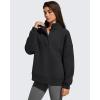 imageG4Free Flurrylux Womens Fleece Lined Sweatshirts Half Zip Dropped Shoulder Oversized Pullover Loose FuzzyBlack