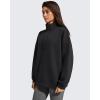 imageG4Free Flurrylux Womens Fleece Lined Sweatshirts Half Zip Dropped Shoulder Oversized Pullover Loose FuzzyBlack