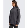 imageG4Free Flurrylux Womens Fleece Lined Sweatshirts Half Zip Dropped Shoulder Oversized Pullover Loose FuzzyDark Gray