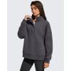 imageG4Free Flurrylux Womens Fleece Lined Sweatshirts Half Zip Dropped Shoulder Oversized Pullover Loose FuzzyDark Gray