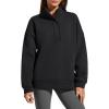 imageG4Free Flurrylux Womens Fleece Lined Sweatshirts Half Zip Dropped Shoulder Oversized Pullover Loose FuzzyBlack
